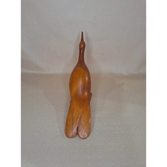 Vintage Wood Carved Bird Roadrunner Shaped 10" Tall x 6" Wide Art Deco - Picture 5 of 10
